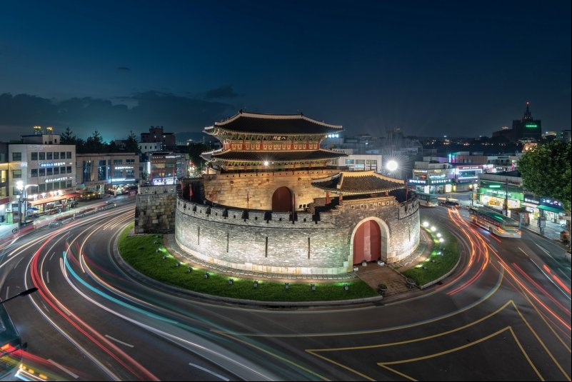 Fortaleza de Hwaseong (ou Hwasong) na cidade de Suwon, nordeste da Coreia do Sul. Este Patrim